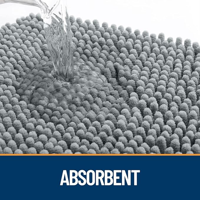 OLANLY Dog Door Mat Set 2-Piece 36x24, Absorbs Moisture and Dirt, Absorbent Non-Slip Washable Doormat, Quick Dry Chenille Mud Mat for Dogs, Entry Indoor Entryway Carpet for Inside Floor, Grey