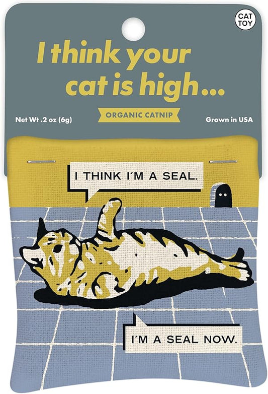 Blue Q Your Cat is High Catnip Cat Toy. Premium Organic Catnip Grown in The USA, 100% Cotton Pouches, Kitty Graphics Sure to Delight Every Cat-Keeper.