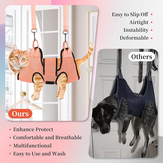 PatiencET Dog Grooming Hammock, Pet Grooming Hammock for Cats & Dogs with Security Strap, Dog Sling for Nail Trimming with Nail Clippers/Trimmer, Nail File, Pet Comb(XS)