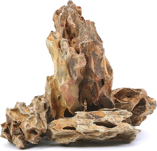 2-6 Inches Natural Dragon Stone 4 PCS Aquarium Rocks for Aquascaping, Aquarium Landscaping, Terrariums, Fish Tank Decoration, Vivariums, Paludarium, Reptile and Amphibian Enclosures