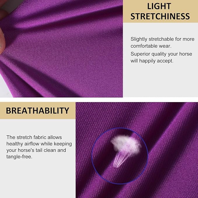 Harrison Howard Breathable Horse Tail Guard, Slip On Design, 2 Strand Straps, 22" Length, Purple