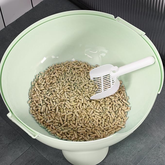PawHut Hooded Cat Litter Box, Large Kitty Litter Pan with Lid, Scoop, Leaking Sand Pedal, Top Handle, Light Green