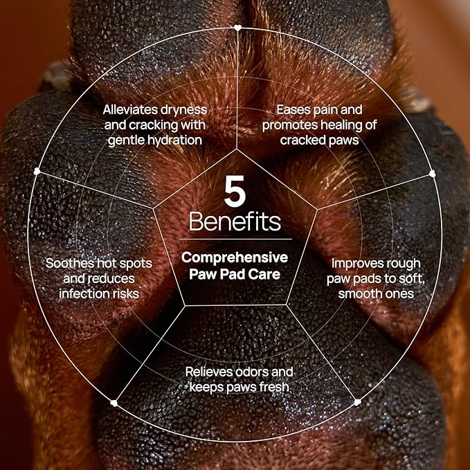 HICC PET Dog Paw Balm 0.53 oz for Dogs & Cats, Soothing Paw Balm Dogs Lick Safe, Moisturizing and Healing Dry Cracked Paws Cat Paw Balm, All-Natural Paw Wax for Dogs, Improves Rough Paws Relieves Odor