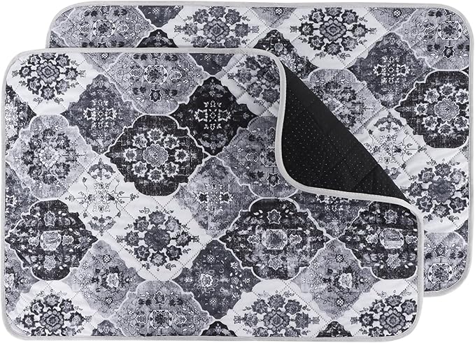 IEUUMLER Washable Pee Pads for Dogs, 2 Pack Reusable Pee Pads for Dogs Non-Slip Grip, Super Absorbent Waterproof Puppy Pads for Potty Training, Playpen, Crate, Whelping Box EU011 Black Grey, 30x20