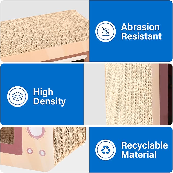 Oven Cat Scratcher Board - Durable Lounge Bed for Cats - Indoor Scratch Pad & Play House - Corrugated Toy for Cat Birthday - 17.3L*13.4W*9.1H