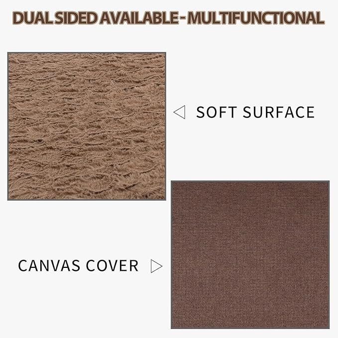 EMPSIGN Dog Bed Mat 23 Inch Reversible Warm & Cool,Washable Dog Crate Bed with Egg Crate Foam Support, Pet Sleeping Mat for Large Medium Small Dogs, Fluffy Kennel Pad(Brown)