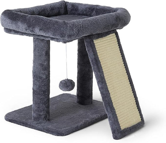 17.7-inch Small Cat Tree Tower with Scratching Post for Indoor Cats,Grey