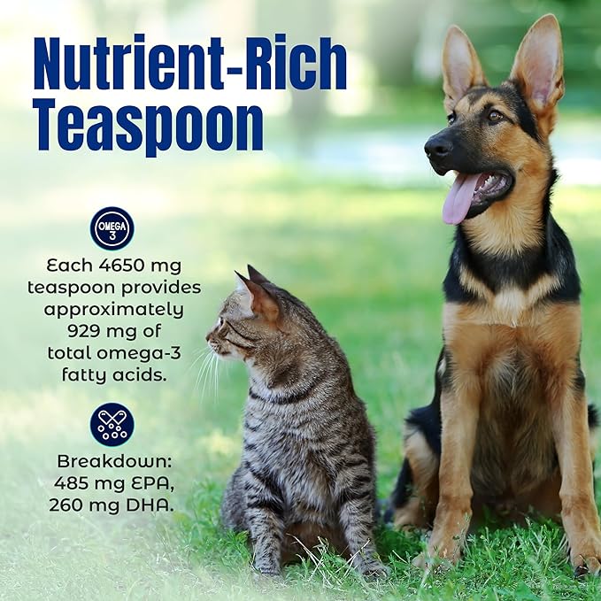 Life Line Pet Nutrition Wild Alaskan Fish Oil Omega-3 Supplement for Skin & Coat – Supports Brain, Eye & Heart Health in Dogs & Cats, 8.5oz