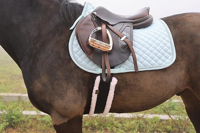 T TEKE Daily English Girths for Horses: Padded with Fleece, Double-Sided Heavy-Duty Elastic and Stainless Steel Buckles (Sizes 38”-56")"