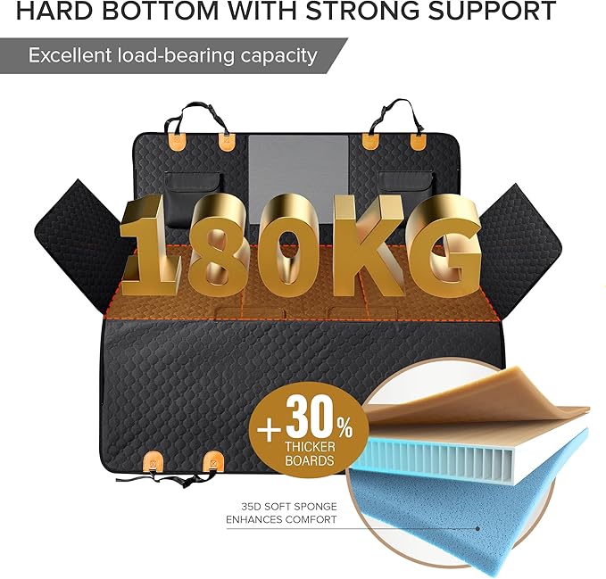 SHARLOVY XL Truck Back Seat Extender for Dogs, Large Hard Bottom Dog Car Seat Cover for Back Seat, Heavy Duty Dog Car Hammock, Waterproof Pet Seat Covers for Trucks, F150, Ram1500 and Large SUV