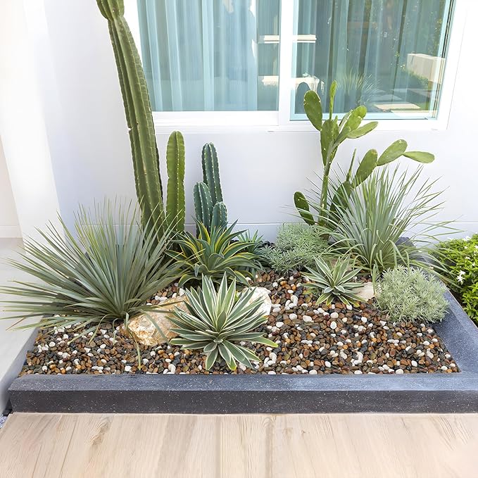 Mr. Fireglass Polished Pebbles, 3/8" Natural Decorative Mixed Color Stones Aquarium Gravel River Rocks for Potted Plants, Landscaping and Home Decor (5-lb Bag)