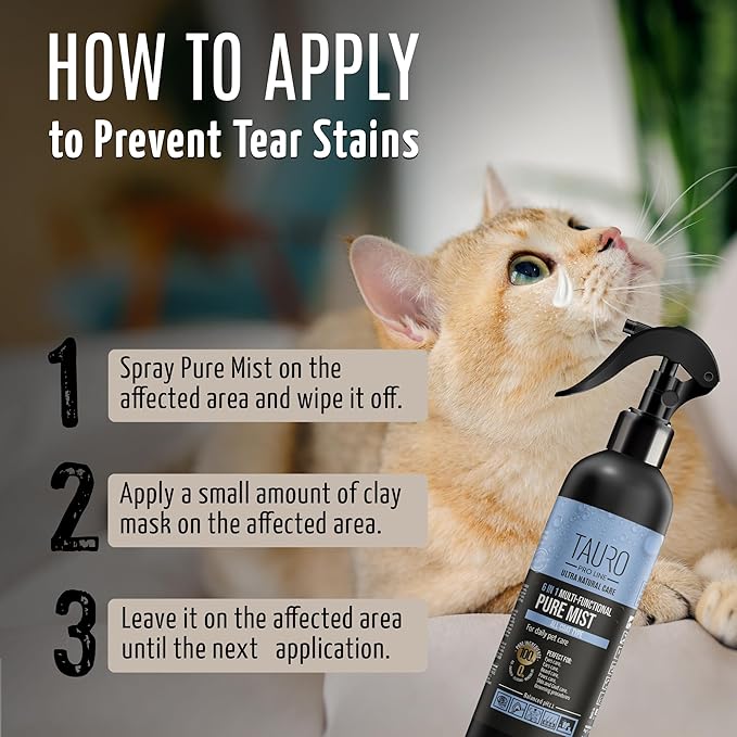 Clear Eyes Solution Set 6in1 Multi-Functional Pure Mist and Stainless Look Clay Mask - Tear Stain Remover, Eye Cleaner - Eye Care Ear Care Grooming Treatment for All Dogs and Cats Eyes