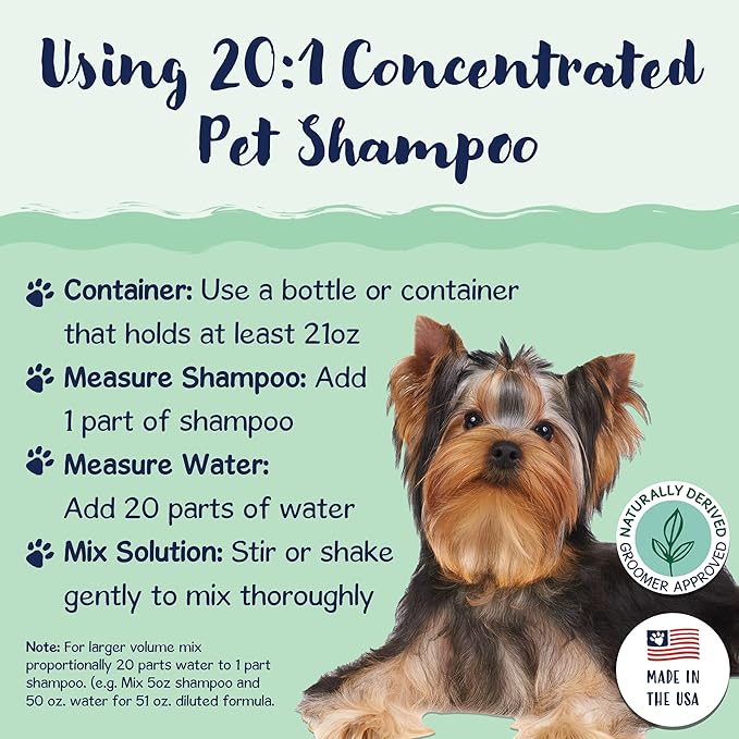 Bobbi Panter Dog Shampoo - Made in USA - All Natural Formula for Itch Relief & Soothing Skins, Concentrated 16:1 for Professional Groomers - Green Apple Scent, 13 Oz