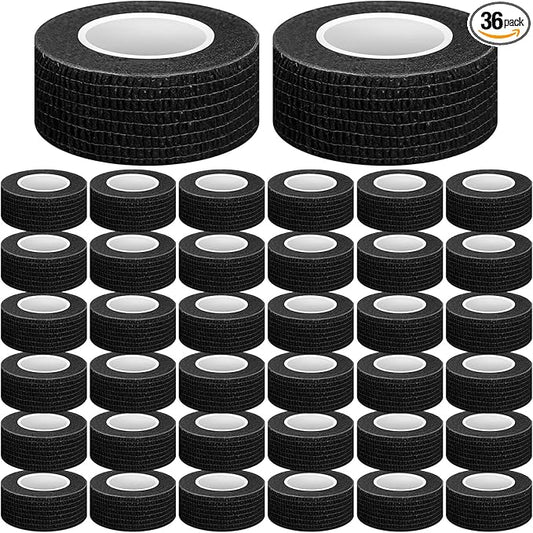 Treela 36 Pcs Self Adherent Bandage 1" X 5 Yard Wrap Breathable Cohesive Bandage Elastic Adhesive Tape for Stretch Athletic Sports Wrist Ankle(Black)