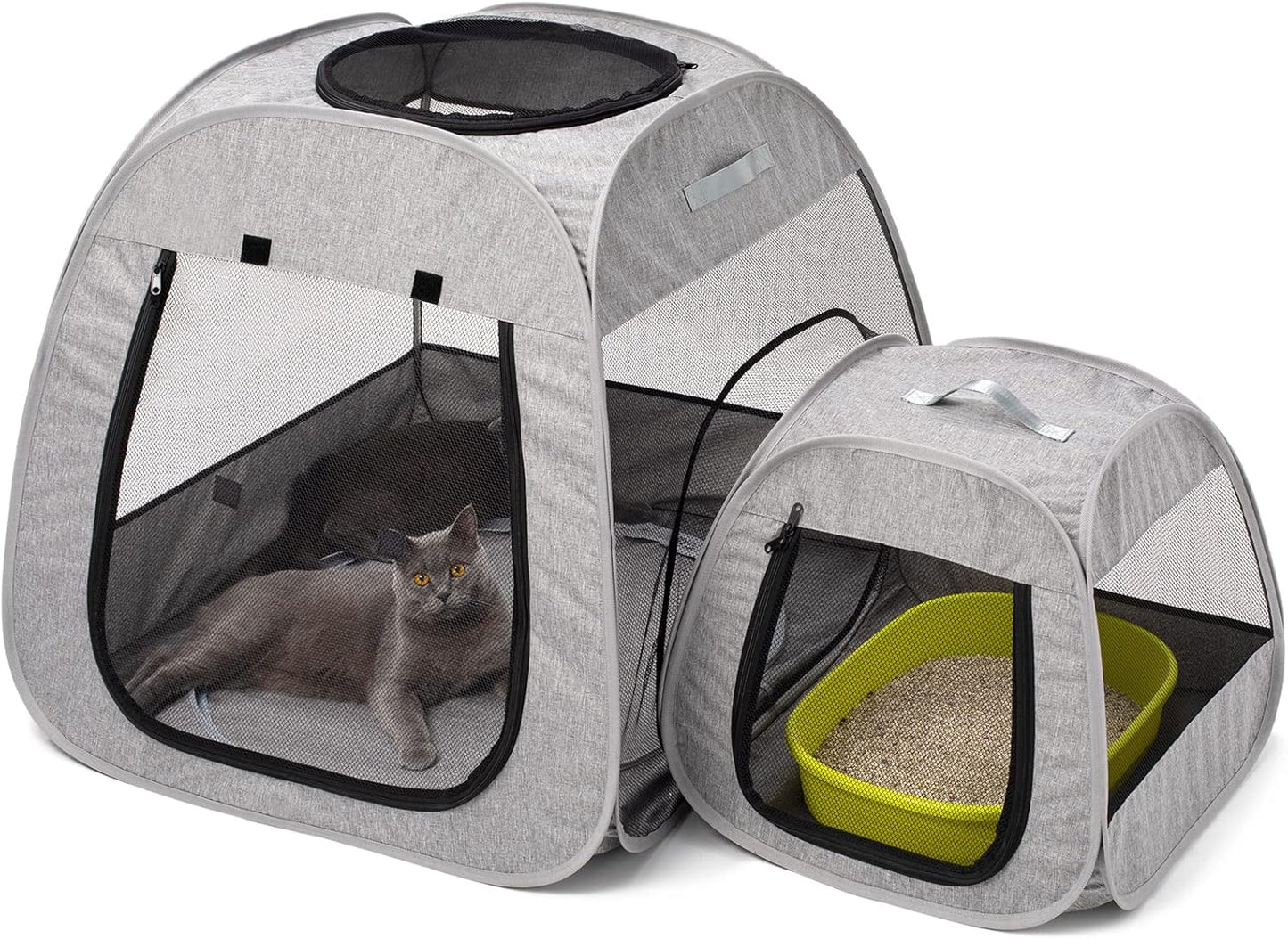 Portable Cat Playpen, Trapezoidal Design for Better Standing, Foldable Pet Tent for Indoor and Outdoor Use of Kitten and Puppy, Dog Play Enclosure, Cat Houses & Condos