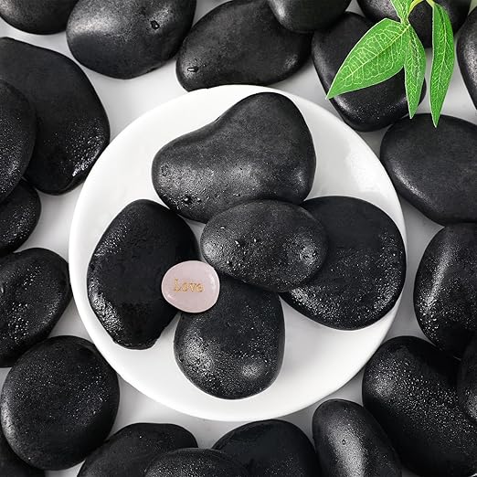 SIDONG 10 lbs Black River Rocks, 1.5-2.5 Inches Polished Pebbles for Indoor Plants, Aquarium Rocks Used in Fish Tank, Decorative Stones for Plants, Vases, Home Décor, Crafting, Garden Landscaping