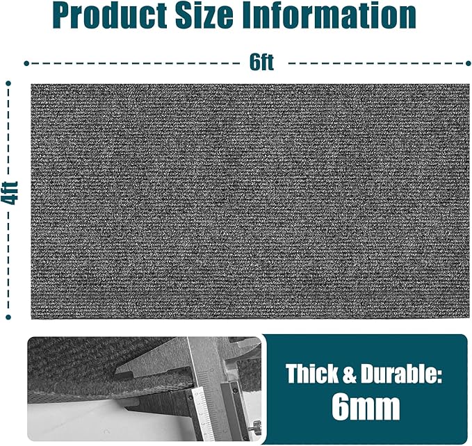 LILXIU 4x6 Ft Horse Stall Mat 6mm Thick Stable Mat for Horses Durable Tear Resistant Polyester with TPE Rubber Backing Moisture Absorbent Easy to Clean for Stables Barns Kennels Garages