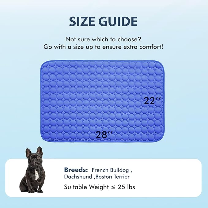 MICROCOSMOS Summer Cooling Mat & Sleeping Pad- Water Absorption Top, Materials Safe, Easy Carry, EZ Clean. Keep Cooling for Pets, Kids and Adults.(Navy Blue, 28" x 22")