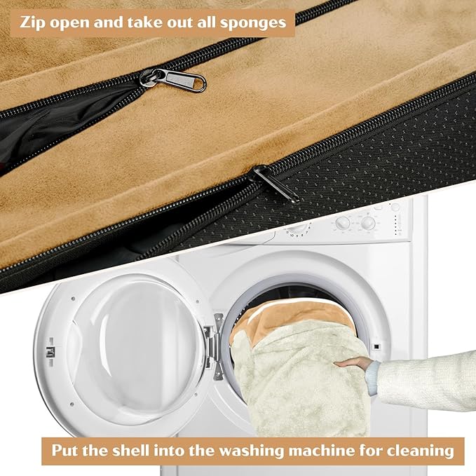 Comfort Expression Jumbo Dog Beds Orthopedic Foam, Waterproof Dog Beds for Jumbo Breed Dogs, PV Washable Dogs Sofa Couch with Removable Cover & Non-Slip Bottom(Khaki)