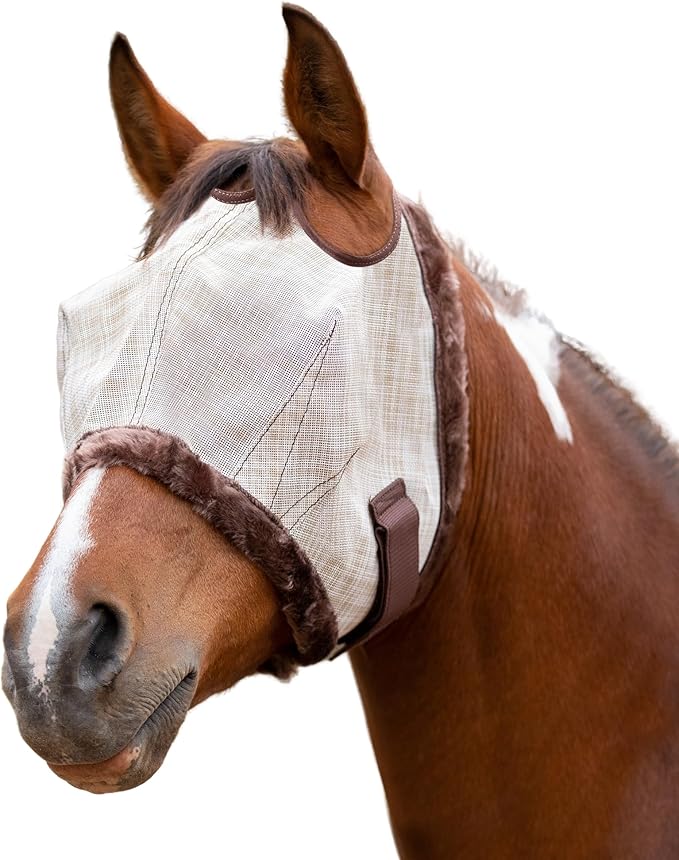 Kensington UV Fly Mask with Fleece Trim - Protective Mask with Dual Ear Opening Size: Small Color: 500-Desert Sand