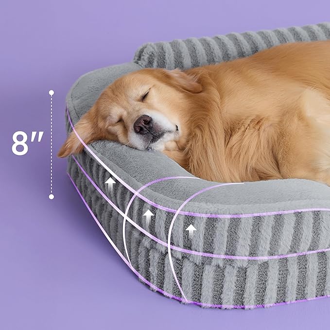 LE SURE Cute XL Dog Beds, Orthopedic Waterproof Dog Bed for Extra Large Dogs, Non-Slip Bottom and Egg-Crate Foam Big Pet Couch Sofa with Washable Removable Cover, Grey