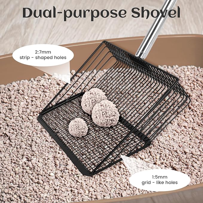 Chicken Poop Scooper for Sand 10 Inch, Chicken Coop Scoop Large Metal with Adjustable Handle, Multifunctional Coop Scoop Rake Set Sifting Shovel, Heavy Duty Pooper Shovel Tool Accessories