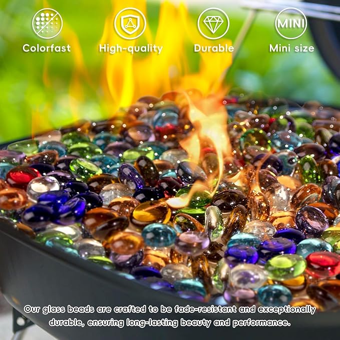 1 LB Glass Marbles, Sea Blue Mini Flat Glass Beads~150 PCS for Vase Fillers, Floral Bottom Mancala Gems Pebbles Fish Tank Rocks for Table Aquarium,Home Decor Art Craft Supplies(0.5"~0.7")