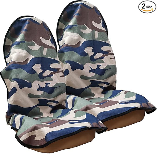 Car Seat Cover Protector Front Seats,for Gym Workout,Running,Swimming,Beach and Hiking,Waterproof Sweat Towel Bucket Seat Covers for Cars SUV Trucks (Camouflage, 2Pcs)