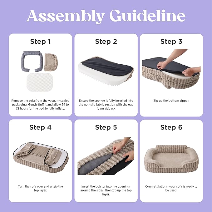 LE SURE Cute Dog Bed for Small Dogs, Orthopedic Waterproof Small Pet Beds with Sides, Non-Slip Bottom and Egg-Crate Foam Puppy Couch Sofa with Washable Removable Cover, Beige