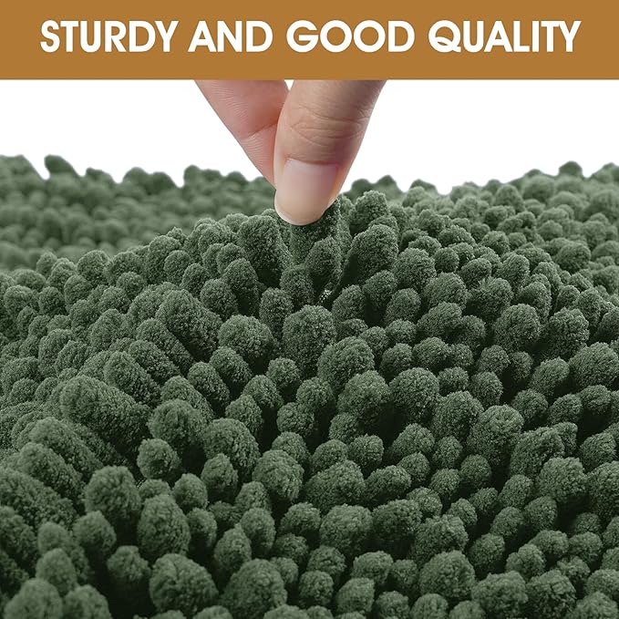 IM HOME 48" x 38" Olive Dog Door Mats for Muddy Paws, Chenille Absorbent Dog Mat, Non Slip Heavy Mud Mat for Dogs, Soft Pet Bed Mat for Entryway, Mud Paws, Inside Floor