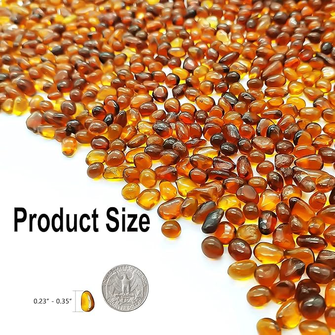 Keedolla 3 LB Aquarium Glass Pebbles Decor Rocks for Fish Tank, Crystal Betta Fish Tank Rocks Gravel Gemstone Beads Vase Fillers Decorative Mosaic Glass Gem Pebbles - Amber