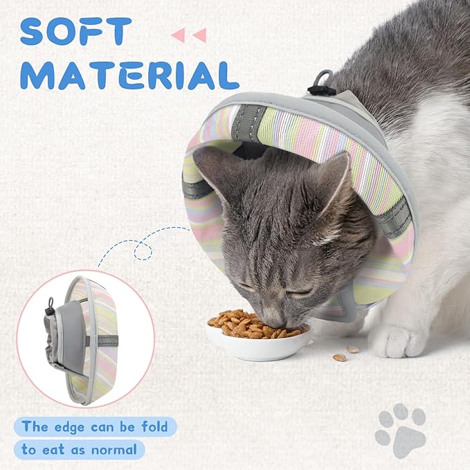 Supet Soft Air Mesh Cat Recovery Cone Alternative for Small Kittens, Lightweight Anti Scratch Head Cone