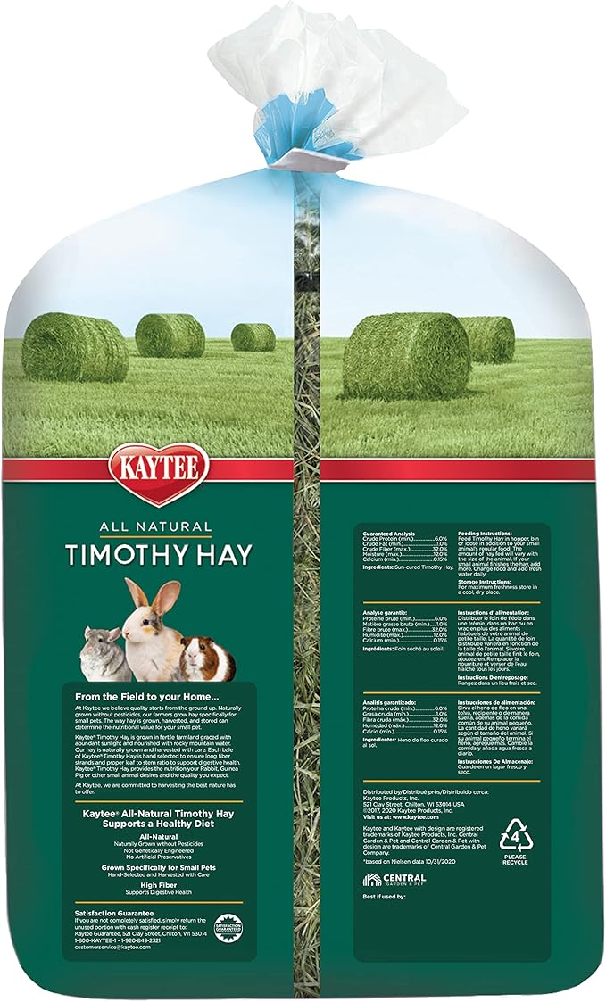 Kaytee All Natural Timothy Hay for Guinea Pigs, Rabbits & Other Small Animals, 6 Pound