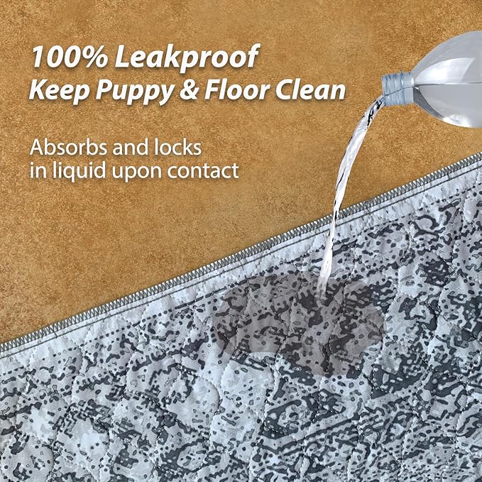 nunubaby Washable Pee Pads for Dogs, Stylish, Non-Slip and Leak-Proof Pee Pads. Reusable Potty Pads for Dogs for Crates and Floors.(Gray/Geo, 31" x36")