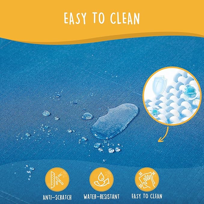 Daisy Cot, Medium Foldable Elevated Dog Bed, Portable Raised Outdoor Folding Dog Cot, Cooling, Chew Proof, Waterproof, Heavy Duty Up to 160 Lbs for Camping/Home, Dark Blue, 32"x 19"x6"