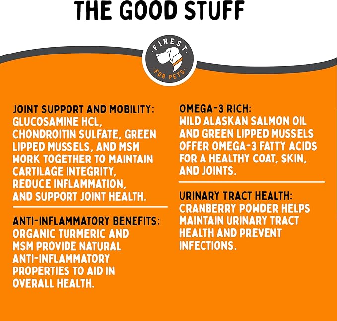 Multivitamin Dog Supplement – 10 in 1 with Omega Fish Oil & Glucosamine for Improved Joint & Skin Support, Gut, Digestion & Immune Everyday Health (120 Chewable Treats)