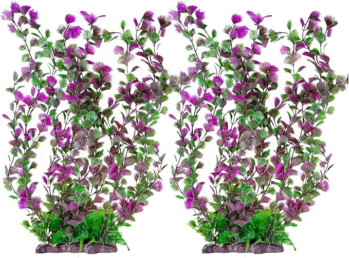 Hamiledyi Aquarium Plastic Plants Aquarium Decor Artificial Fish Tank Plants,Tall Fish Tank Decorations, Extra Large Aquarium Plant 20.4-inch Tall,2PCS