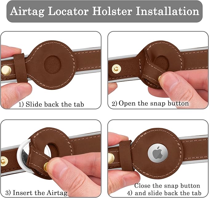 OOPSDOGGY Reflective Geniune Leather Airtag Dog Collar Soft Padded Collars for Small Medium Large Breed Dogs Puppy, 4 Sizes, 7 Colors (Brown, Small, 9"-12")