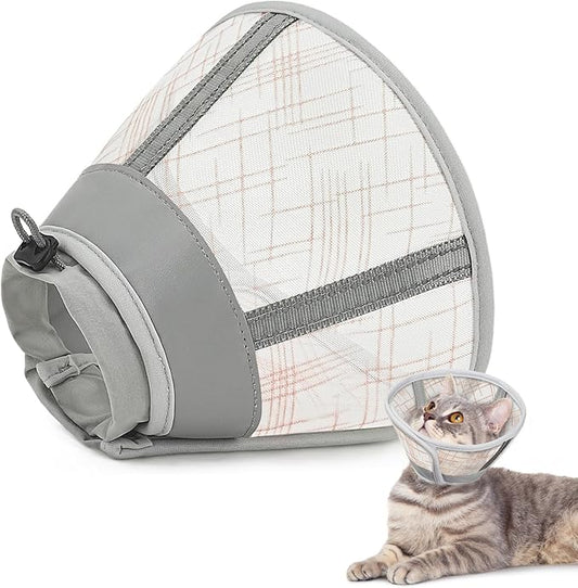 Supet Cat Cone Collar Soft, Air Mesh Recovery Collar to Stop Licking, Breathable Neck Cone Alternative for Small Kitten, Lightweight Cat Head Cone Anti Scratch (S)