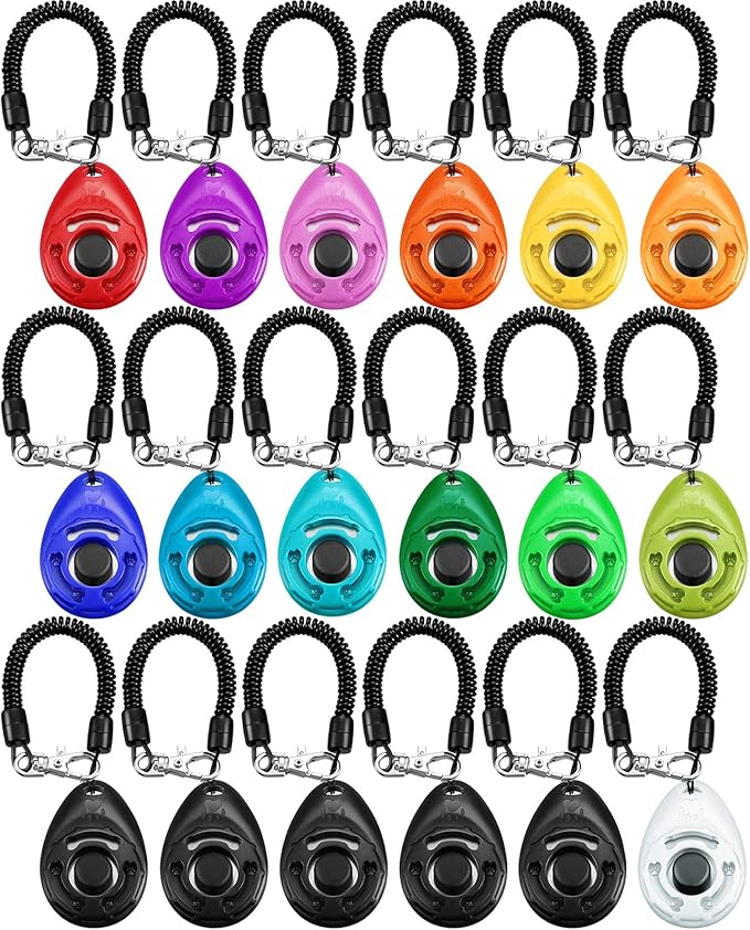 Frienda 18 Pieces Dog Training Clicker, Pet Behavioral Training Clickers with Wrist Strap for Dogs Cats Puppy Birds Horses(Multicolor)
