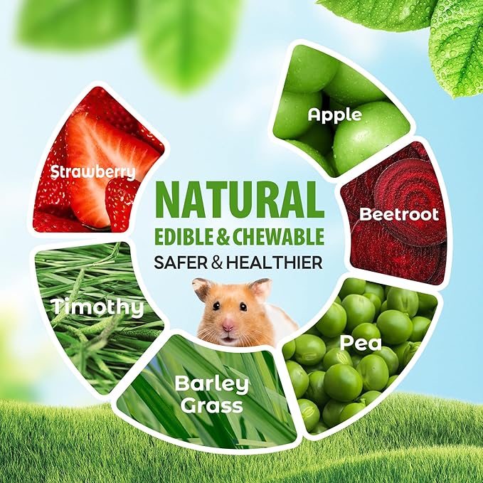 TEEWY Guinea Pig Chew Toys, Prevent Teeth Overgrowth, Natural Vegetables and Timothy Grass, Hamster Chew Toys, Chinchillas, Gerbils, Ha, Rabbit Rodents Teeth Care, Fruits & Vegetables & Basket Set