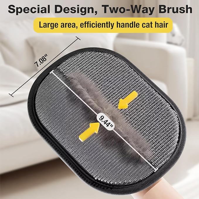 Pet Hair Removal Glove - Electrostatic Pet Hair Remover, Cat & Dog Hair Remover Tool for Couch, Furniture, Carpet, Car Seat, Curtain, Reusable Double Sided Cat Grooming Gloves (1PC)