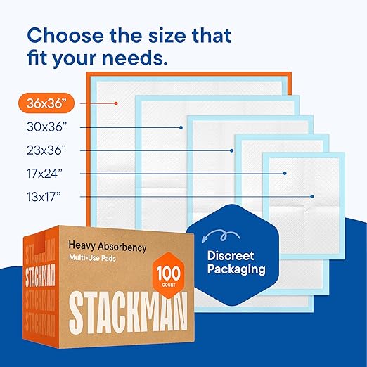 Chucks Pads Disposable [100-Pack] Adult Incontinence Underpads 36"x 36" Extra Large Absorbent Fluff Protective Bed Pads, Toddler Mattress Pads - Pee Pads for Kids & Adults - Dog & Puppy Training Pads