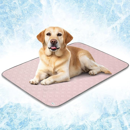PetAmi Waterproof Cooling Mat for Dog, Premium Pet Cooling Blanket for Bed Crate, Anti Slip Indoor Dog Cool Pad for Sleeping, Q-MAX Large Sofa Couch Cover Mat for Cat, Pink, 40x60