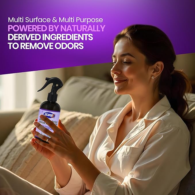 ZORBX Refresh & Relax Odor Remover Spray with Lavender & Lemongrass 8 Oz (Pack of 2) – Permanent Solution Room Freshener & Air Freshener Spray for Home, Bathroom, Furniture, Carpet, Car, Gym & Laundry