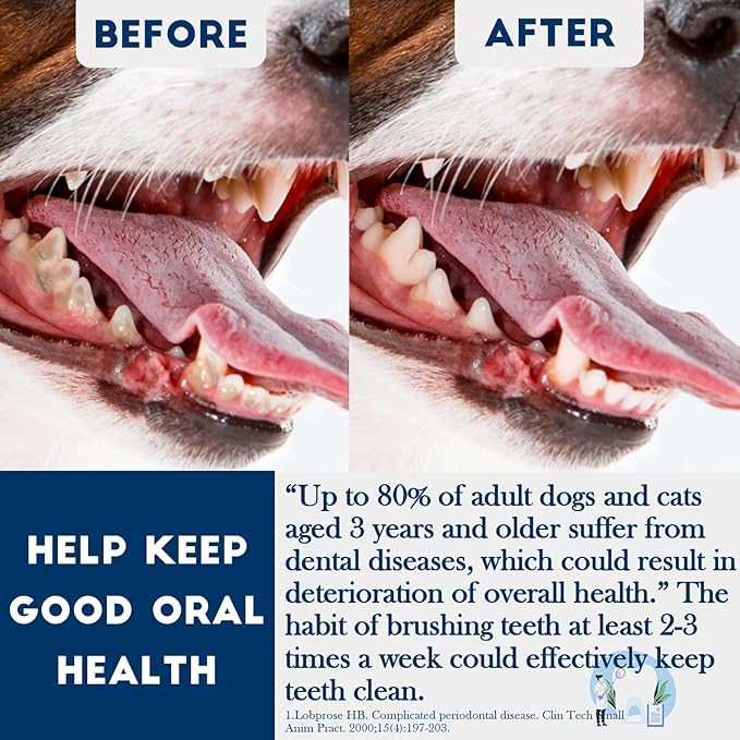 Dog Toothbrush Kit 4 Pack, 10,000 Ultra-Soft Bristles, Dog Tooth Brush for Medium to Large Dogs & Cats, Pet Tooth Brushing Kit for Easy Dental Cleaning, 2 Green Wave Head & 2 White Flat Head