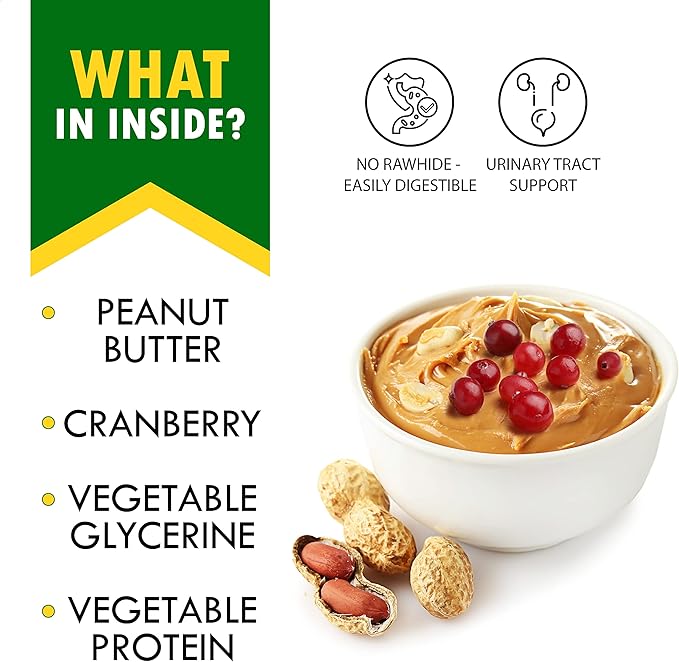 Dog Treats Peanut Butter Bones with Cranberry & Rawhide Free Chew 11 Oz - Pet Natural Mini & Big Snacks Healthy Collagen & Bulk Best Chews for Small & Large Dogs - Made for USA (Peanut Butter)