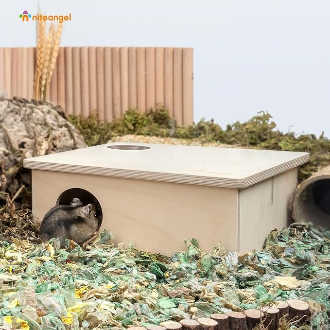 Niteangel Birch Chamber-Maze Hamster Hideout - Small Pets Woodland House Habitats Decor for Hamster Mice Gerbils Mouse
