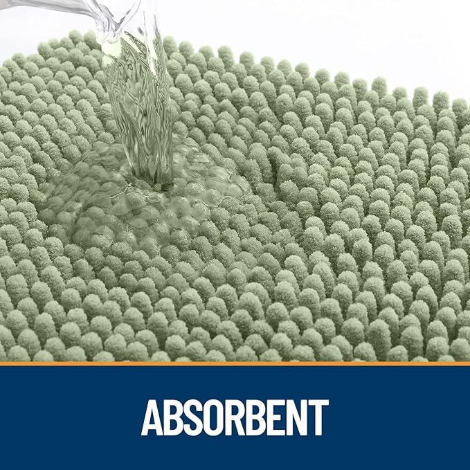 OLANLY Dog Door Mat Set 2-Piece 30x20, Absorbs Moisture and Dirt, Absorbent Non-Slip Washable Doormat, Quick Dry Chenille Mud Mat for Dogs, Entry Indoor Entryway Carpet for Inside Floor, Sage Green