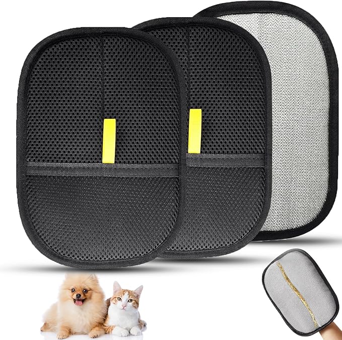 Pet Hair Removal Gloves: 2PCS Strong Adsorption Electrostatic Pet Hair Remover Glove for Cleaning Cat and Dog Hair, Reusable Pet Hair Remover Tool for Clothes, Bedding, Sofa, Carpet